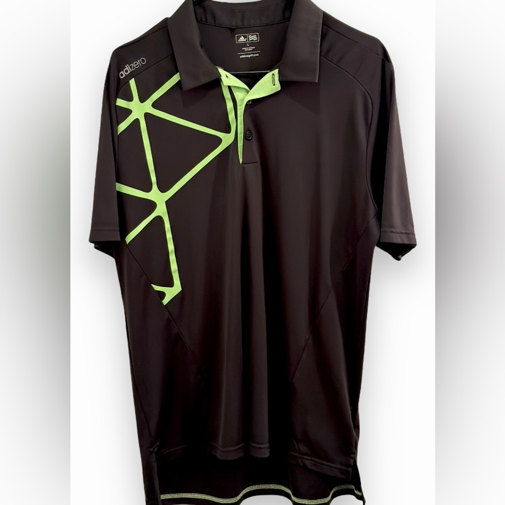 Men’s Golf Polo Adidas Size L Black and Neon Green